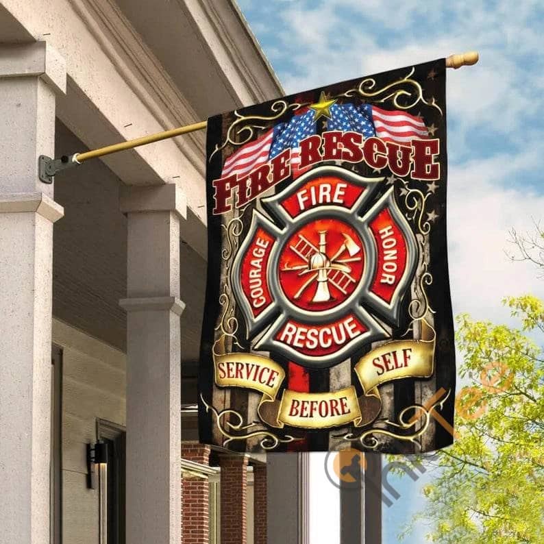 Firefighter Fireman Thin Red Line Fire Courage Rescue Honor Service Before Self Sku 0229 House Flag