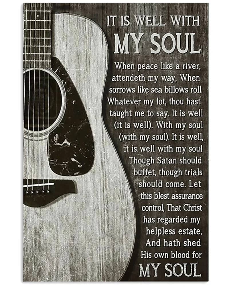 Guitar Its Well To My Soul Unframed , Wrapped Canvas Wall Decor - Frame Not Include Poster