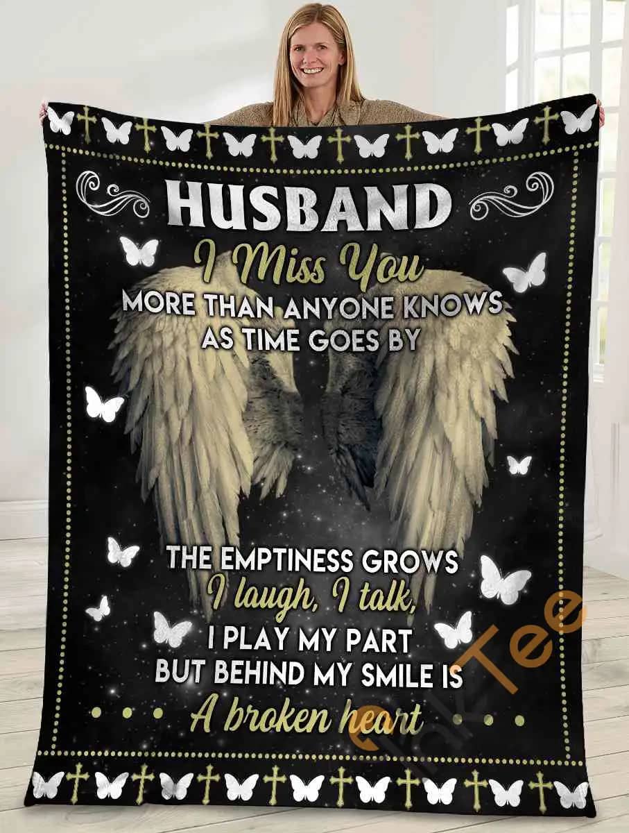 Husband I Miss You More Than Anyone Knows Angel Wings Ultra Soft Cozy Plush Fleece Blanket