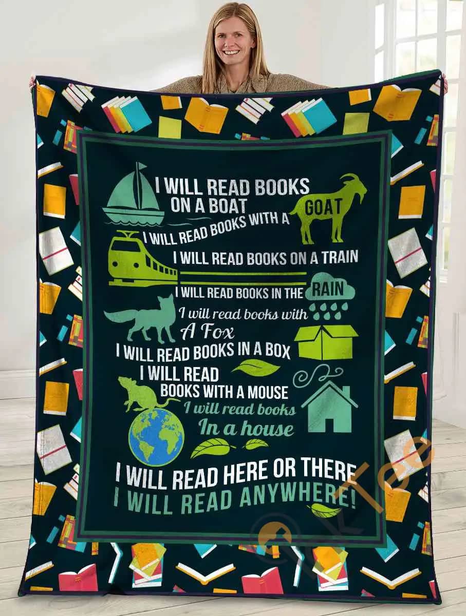 I Will Read Here Or There I Will Read Anywhere Book Lover Ultra Soft Cozy Plush Fleece Blanket