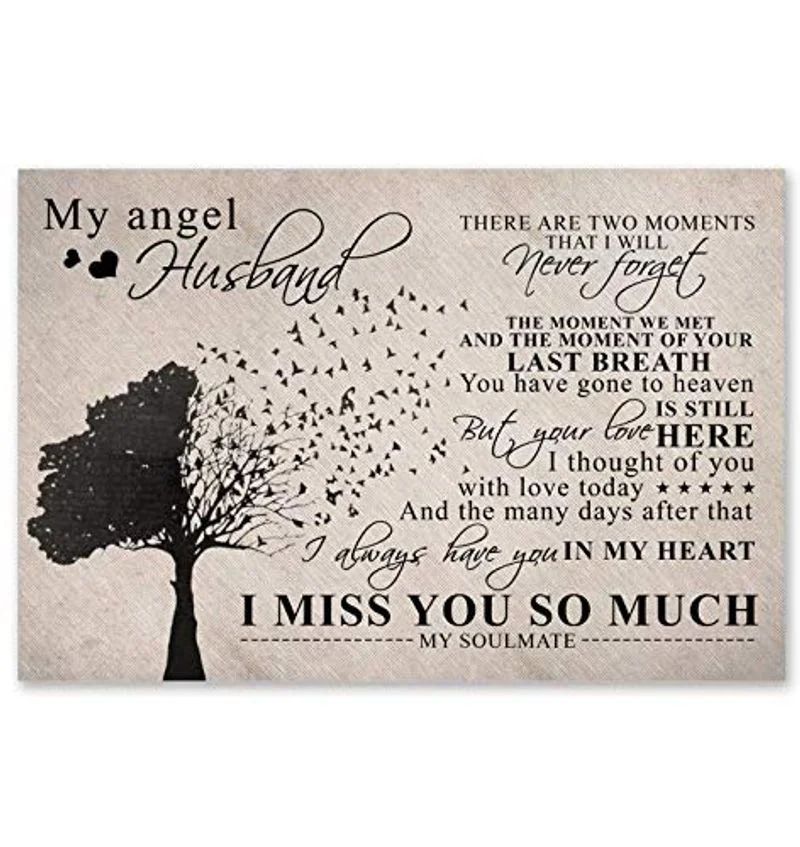 My Angel Husband Awesome Husband Unframed , Wrapped Frame Canvas Wall Decor, Birthday Gifts S Family Friend Gifts Awesome Birthday Decor Bedroom, Living Room Poster