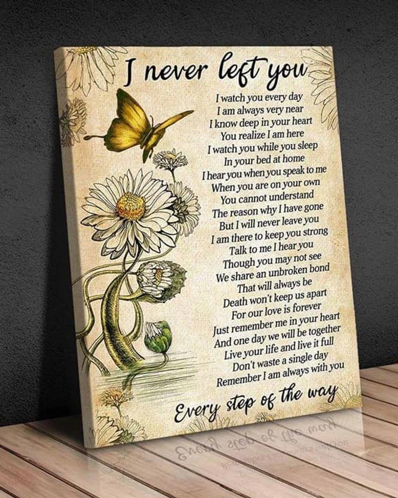 My Love In Heaven , Daisy Butterfly I Never Lost You Unframed Satin Paper , Wrapped Frame Canvas Wall Decor Poster