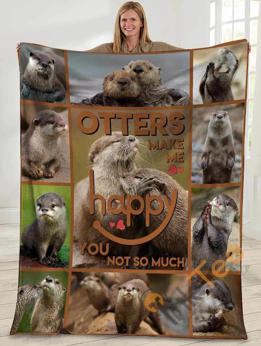 Otters Make Me Happy You Not So Much Otter Ultra Soft Cozy Plush Fleece Blanket