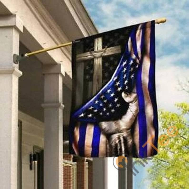 The Thin Blue Line Christian Cross America Us Sku 0223 House Flag