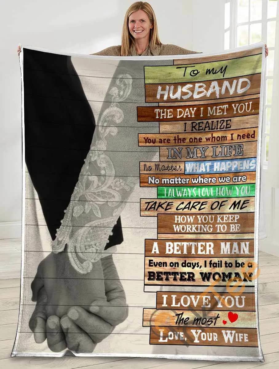 To My Husband The Day I Met You Husband And Wife Wedding Ultra Soft Cozy Plush Fleece Blanket