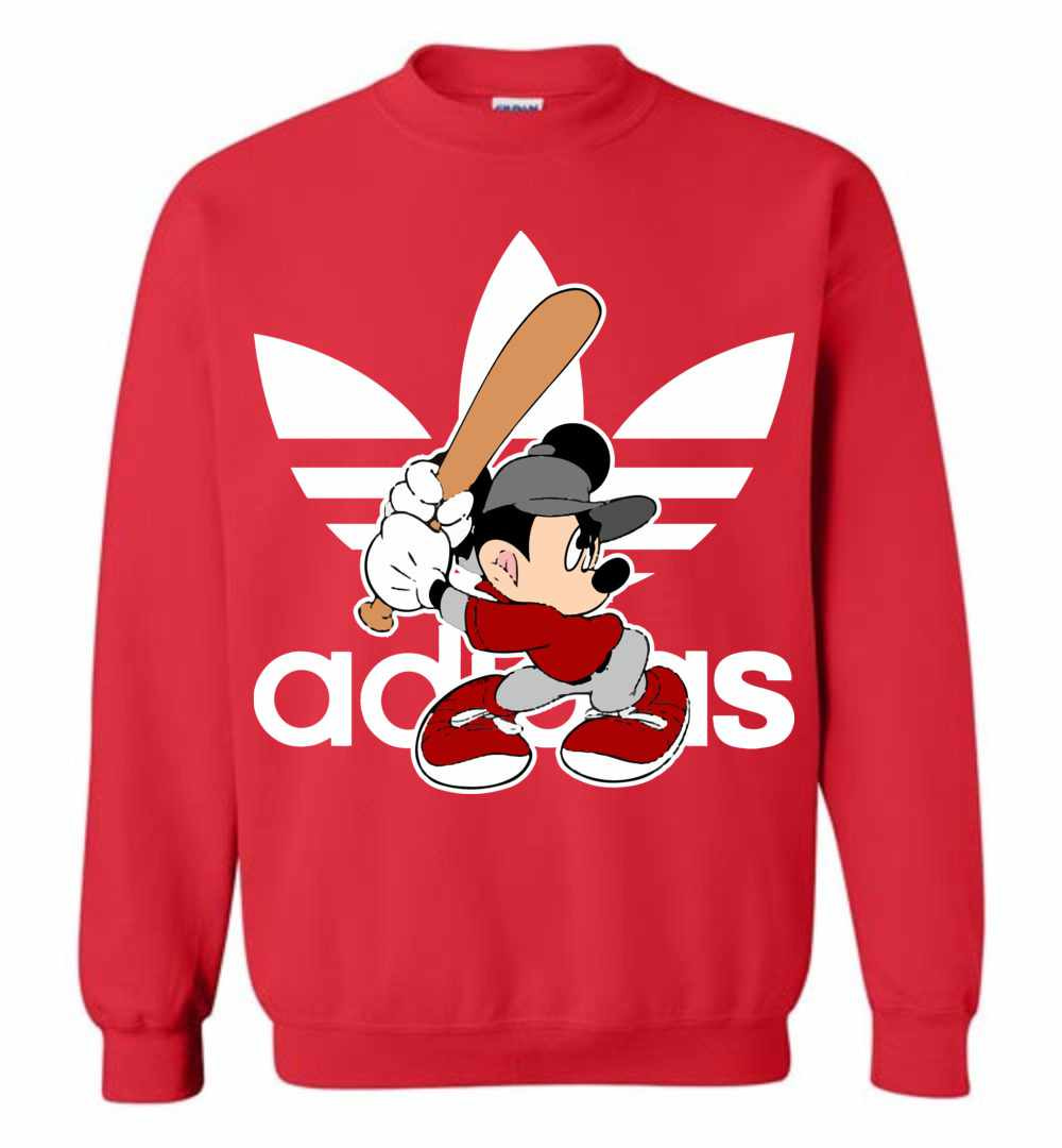 Inktee Store - Mickey Mouse Play Baseball Adidas Sweatshirt Image