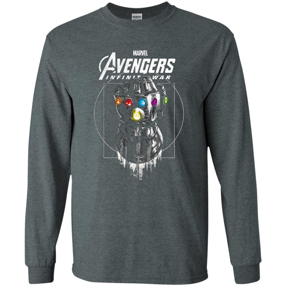 Inktee Store - Marvel Infinity War Geo Gauntlet Drawing Long Sleeve T-Shirt Image