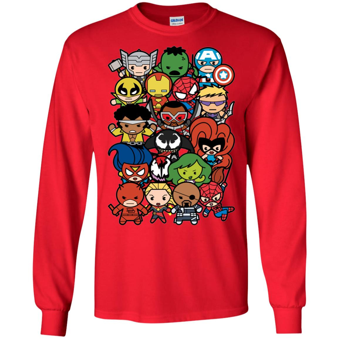Inktee Store - Marvel Heroes And Villains Team Kawaii Long Sleeve T-Shirt Image