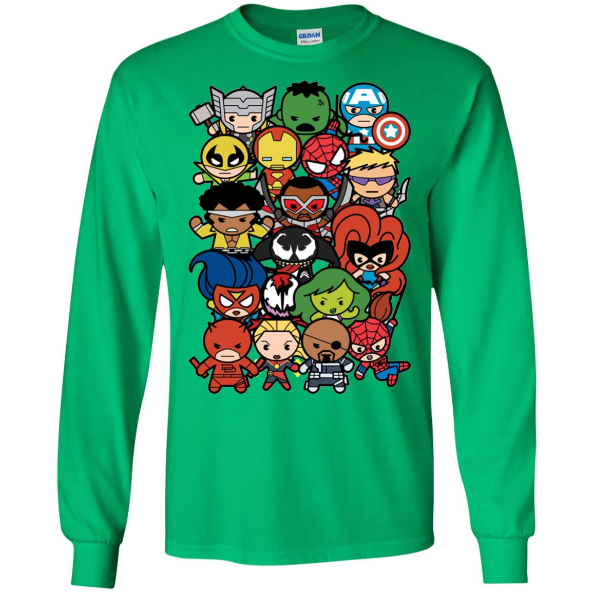 Inktee Store - Marvel Heroes And Villains Team Kawaii Long Sleeve T-Shirt Image