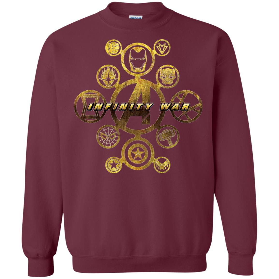 Inktee Store - Marvel Avengers Infinity War Gold Hero Icons Sweatshirt Image