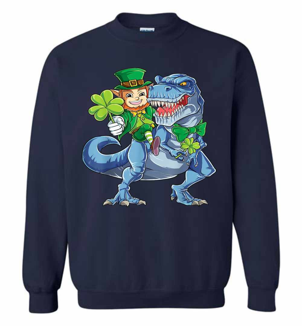 Inktee Store - Leprechaun Dinosaur T Rex St Patricks Day Sweatshirt Image