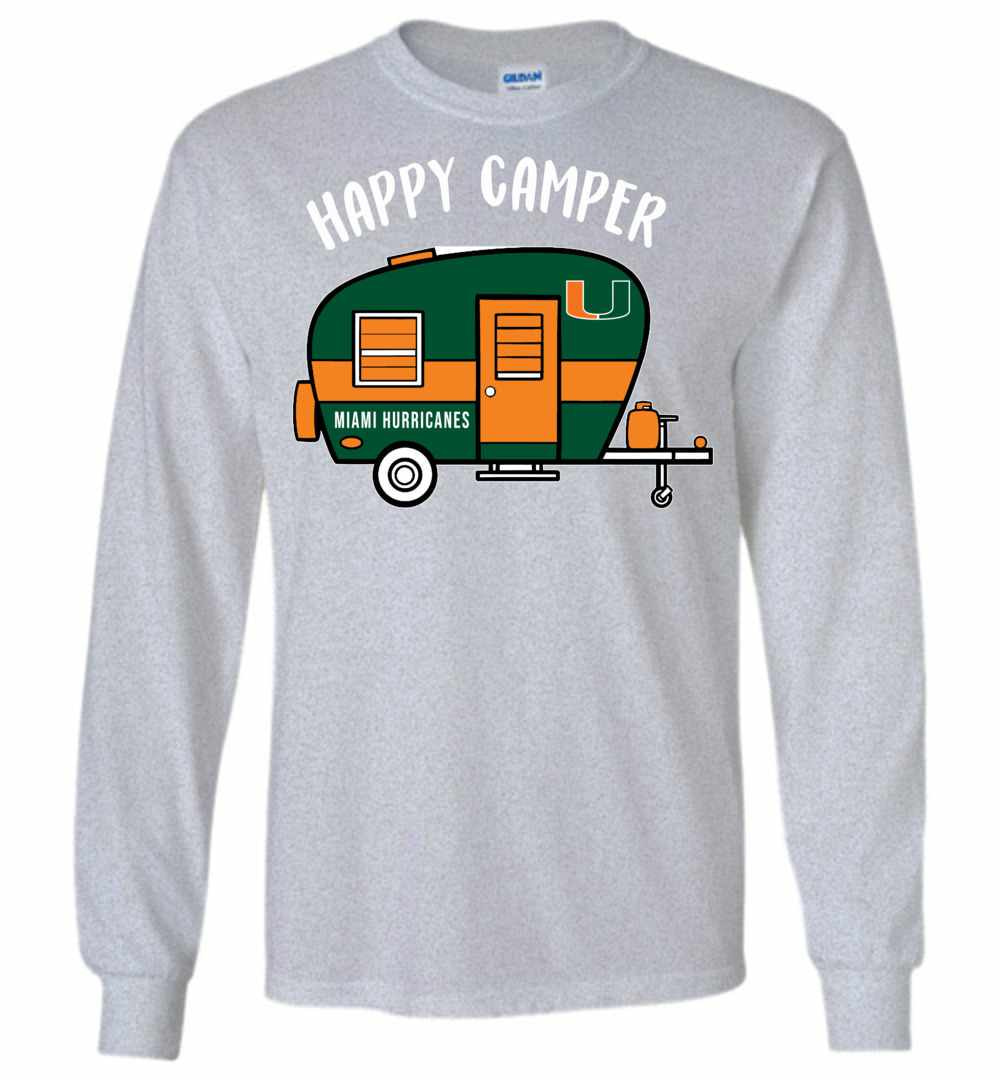 Inktee Store - Miami Hurricanes Happy Camper Long Sleeve T-Shirt Image
