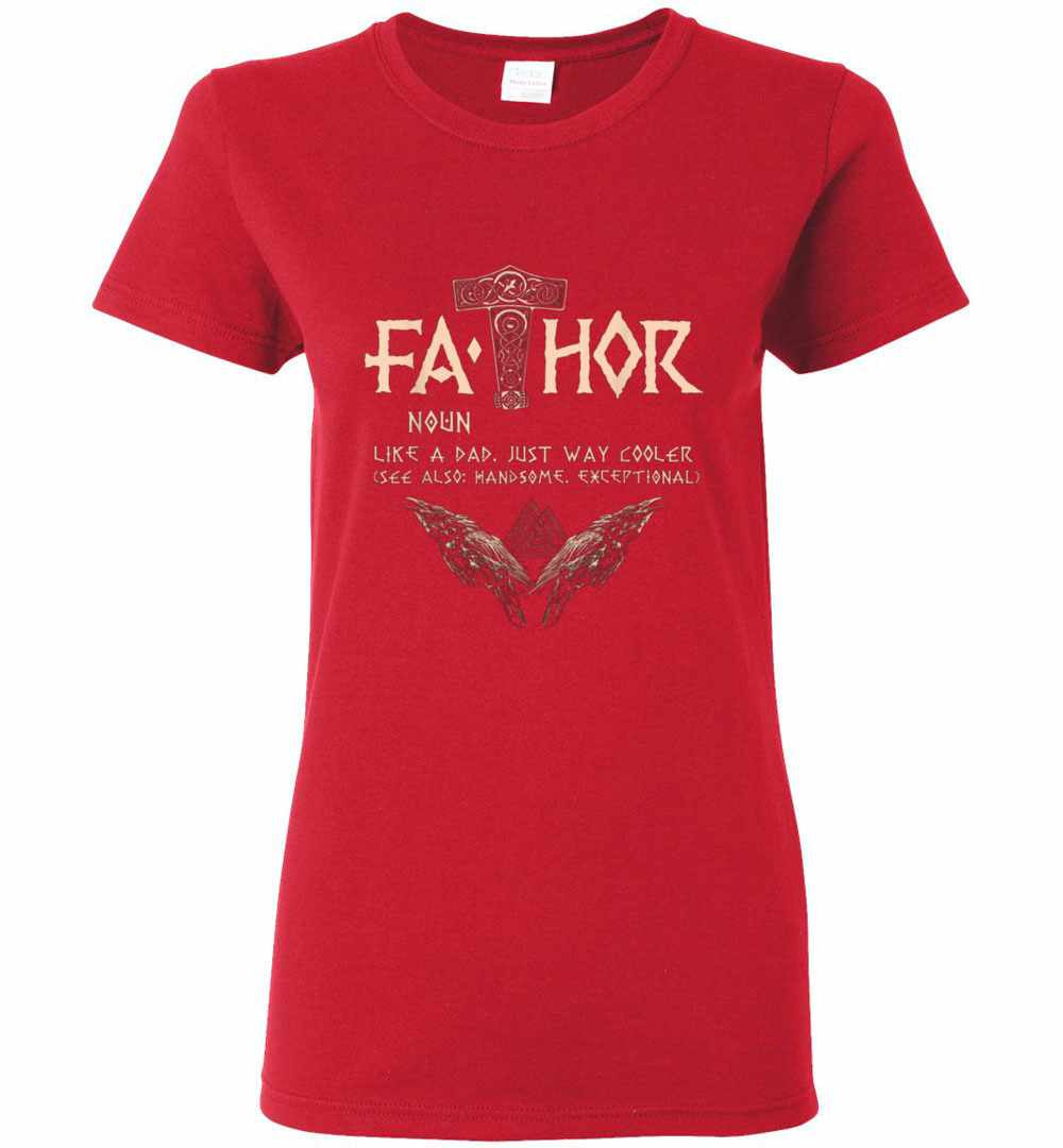 Inktee Store - Mens Fathor Like Dad Hugin And Munin Valknut Tsh Women'S T-Shirt Image