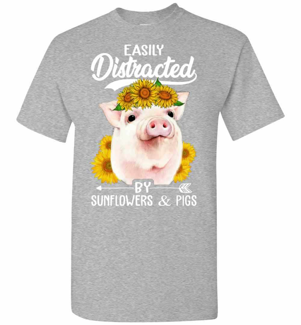 Inktee Store - Easily Distracted By Sunflowers And Pigs Men'S T-Shirt Image