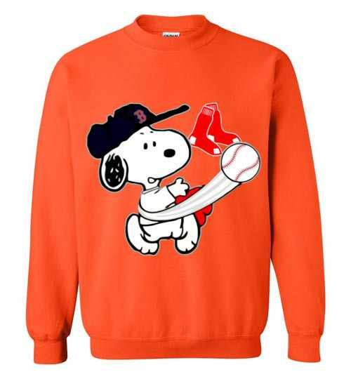 Inktee Store - Snoopy Play Baseball Team Ha03 Boston Red Sox Premium Sweatshirt Image