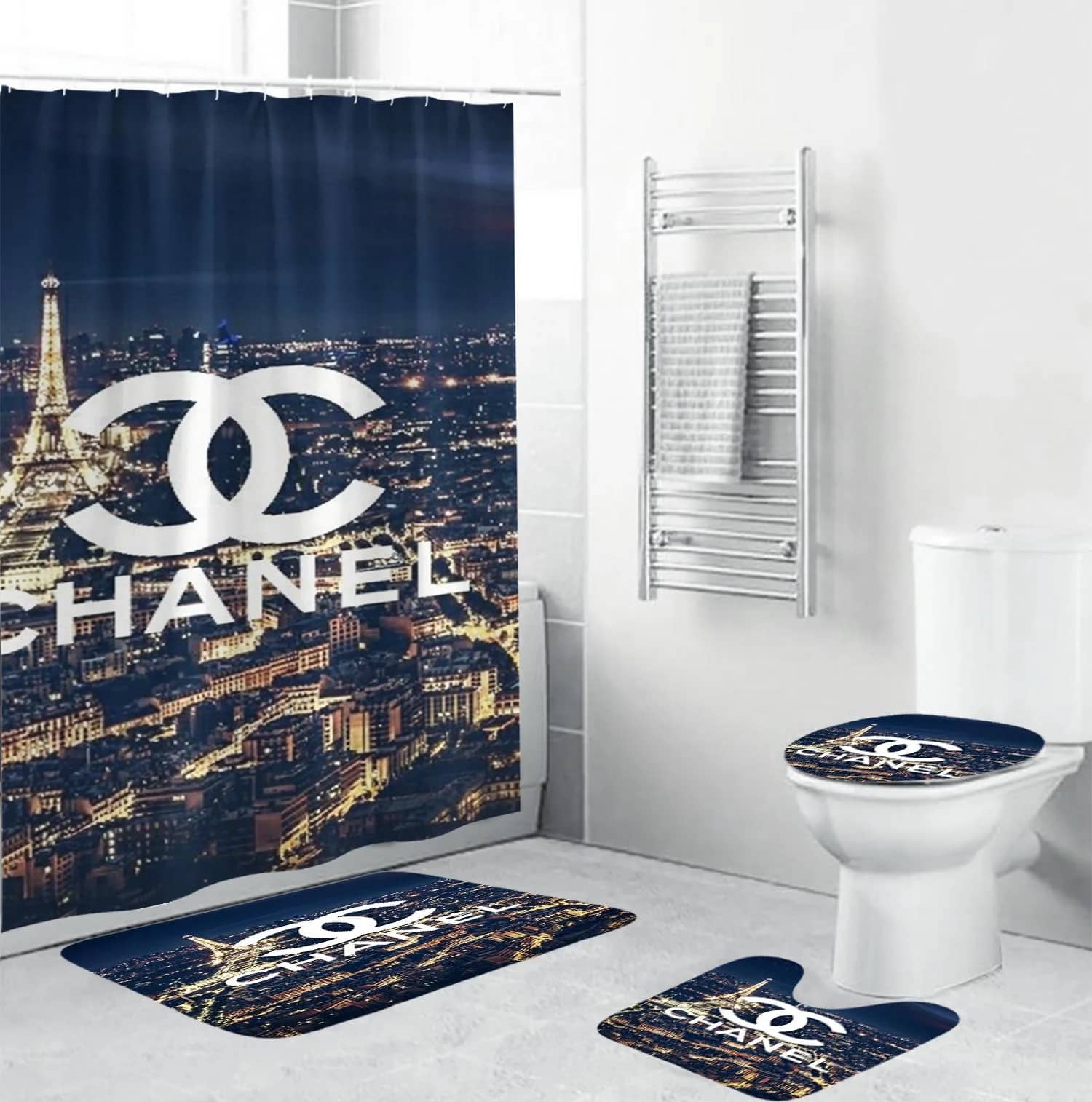 Chanel Logo In Paris Scence Bathroom Sets