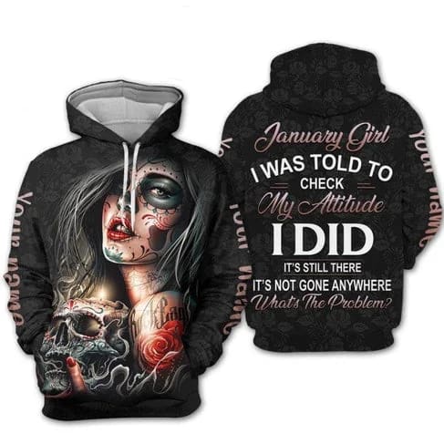 Custom Personalized Birthday January Girl Style 4 Pullover 3D Hoodie