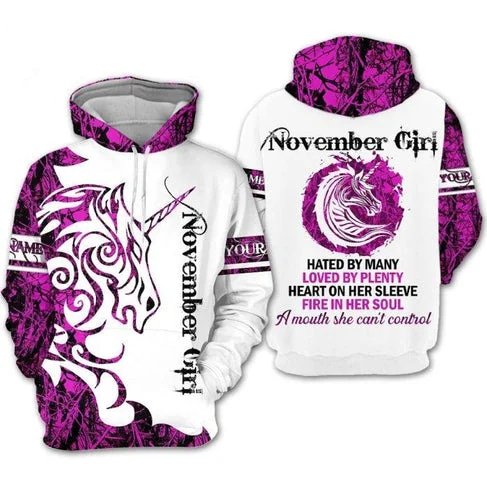Custom Personalized Birthday November Girl Style 3 Pullover 3D Hoodie