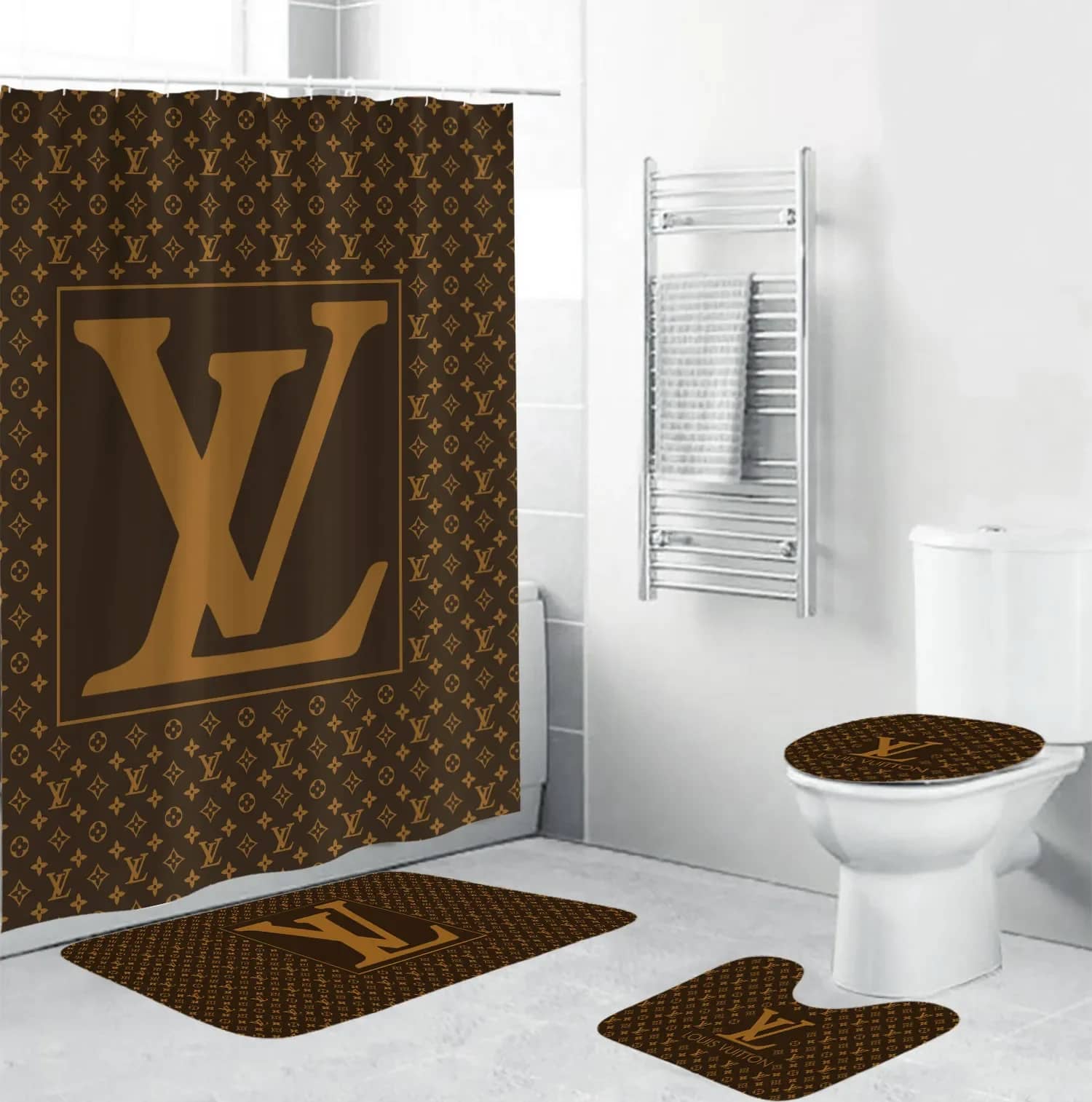 Louis Vuitton Brown Premium Bathroom Sets