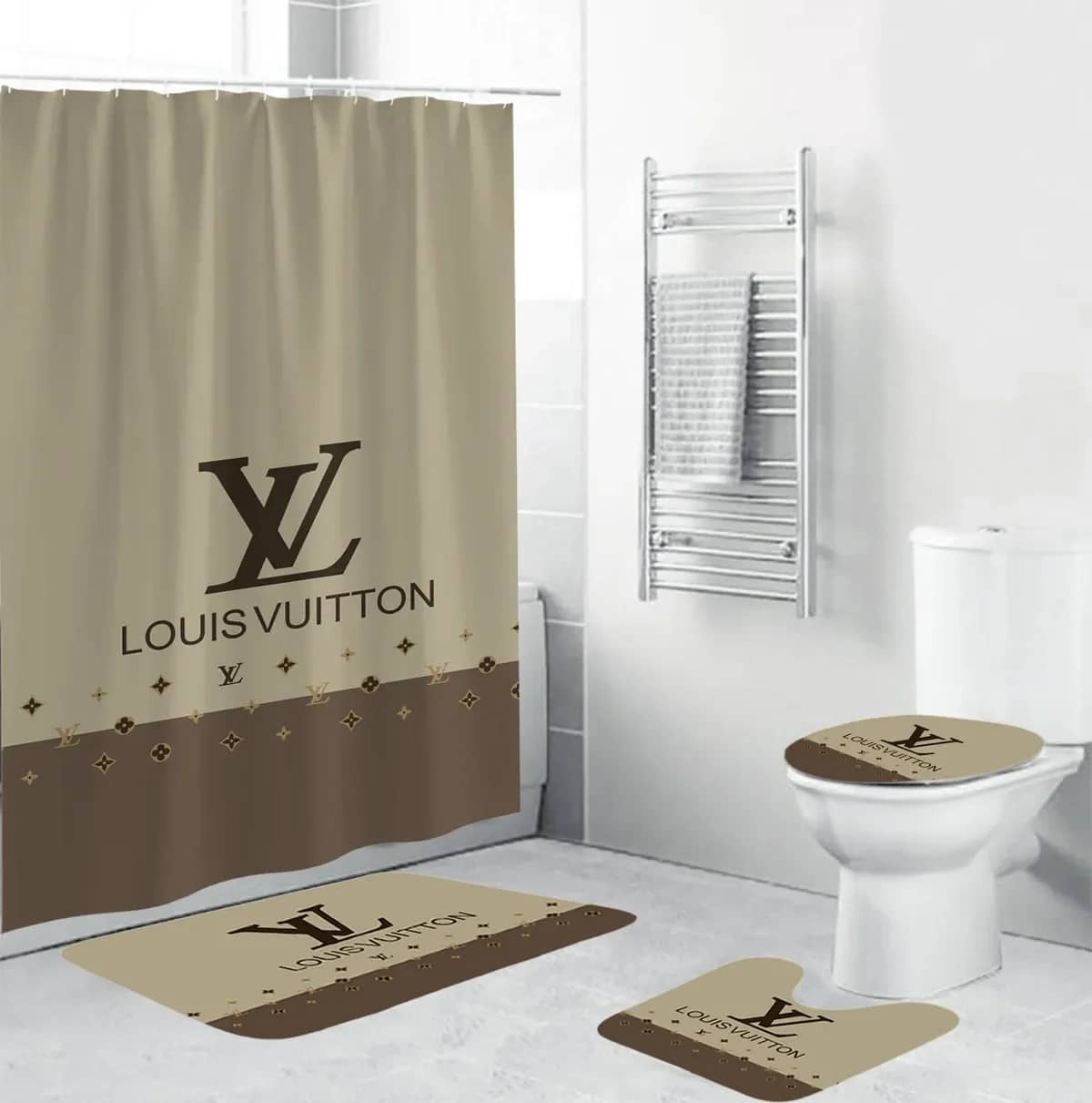 Louis Vuitton Light Grey Luxury Brand Premium Bathroom Sets