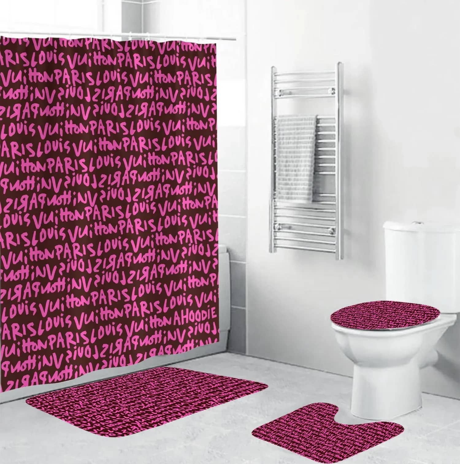 Louis Vuitton Pinky Logo Luxury Brand Premium Bathroom Sets