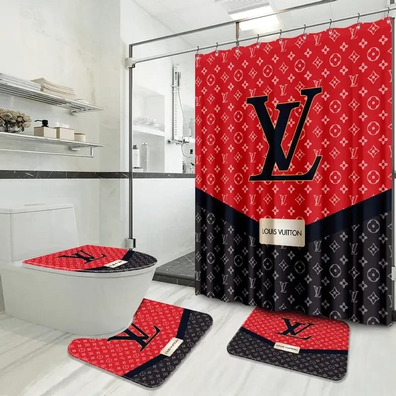 Louis Vuitton Red Black Logo Limited Luxury Brand Bathroom Sets