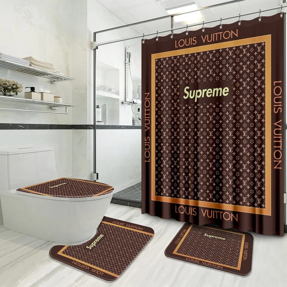 Louis Vuitton Supreme Brown Luxury Brand Bathroom Sets