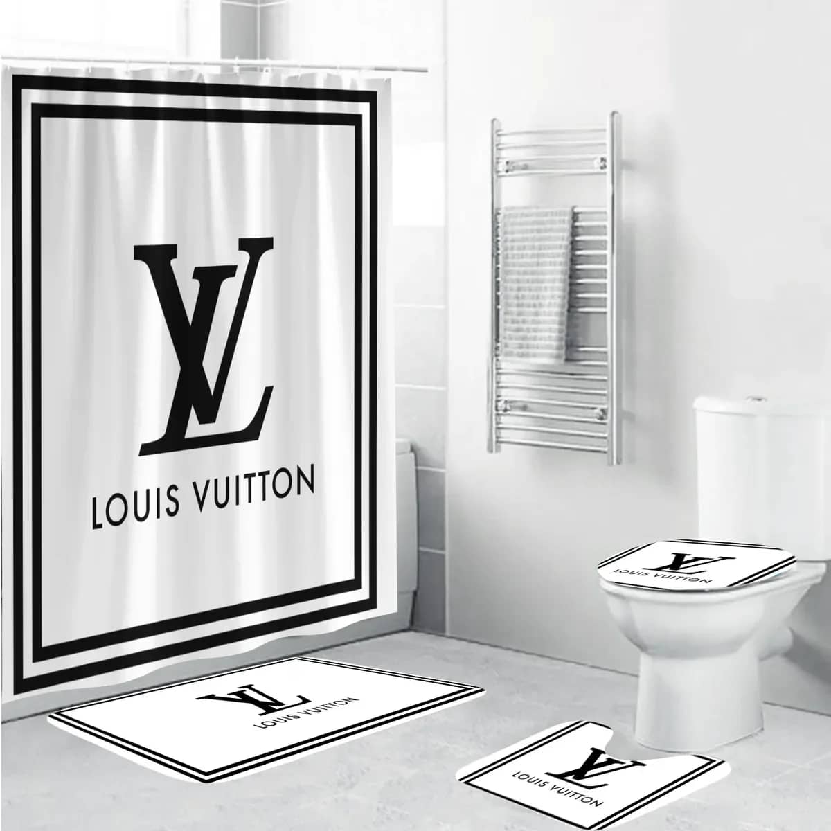 Louis Vuitton White Luxury Brand Premium Bathroom Sets