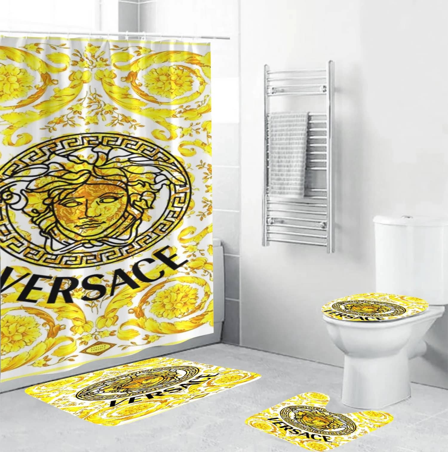 Versace Big Medusa In Baroque Background Bathroom Sets