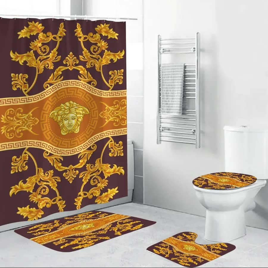 Versace medusa fashion bathroom set luxury shower curtain bath rug mat home  decor in 2023