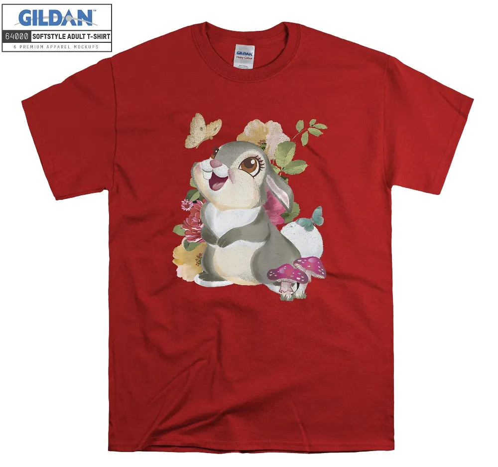 Inktee Store - Disney Bambi Thumper Vintage Floral Portrait T-Shirt Image