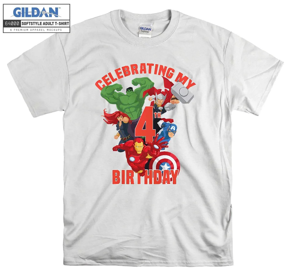 Inktee Store - Marvel Avengers Celebrating My 4Th Birthday T-Shirt Image
