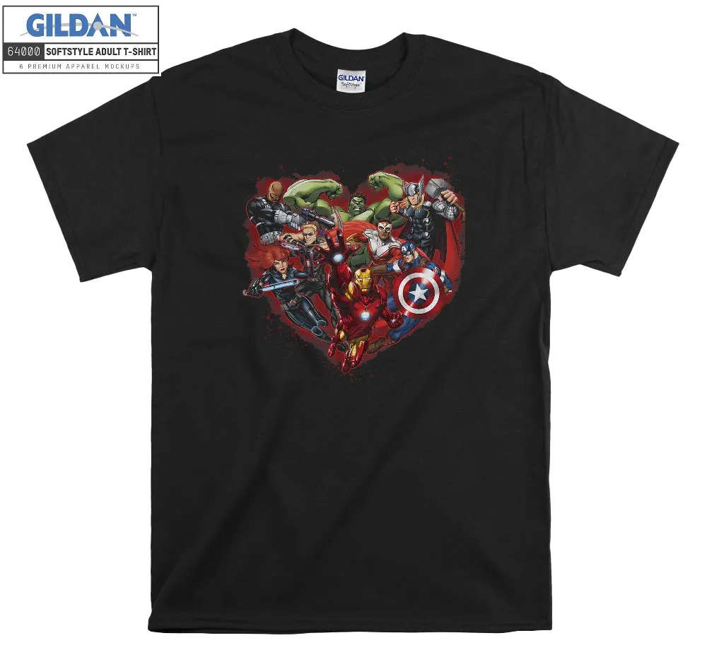 Inktee Store - Marvel Avengers Heart Group Shot Valentine T-Shirt Image