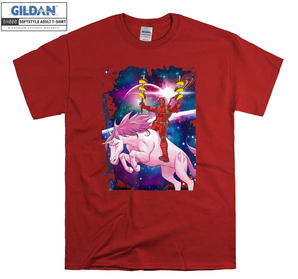 Inktee Store - Marvel Deadpool Space Unicorn Tacos Graphic T-Shirt Image