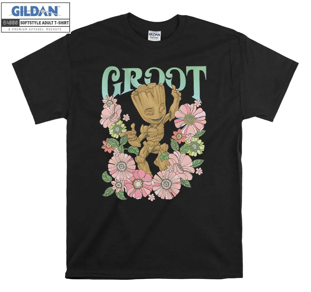Inktee Store - Marvel Guardians Of The Galaxy Groot Floral T-Shirt Image