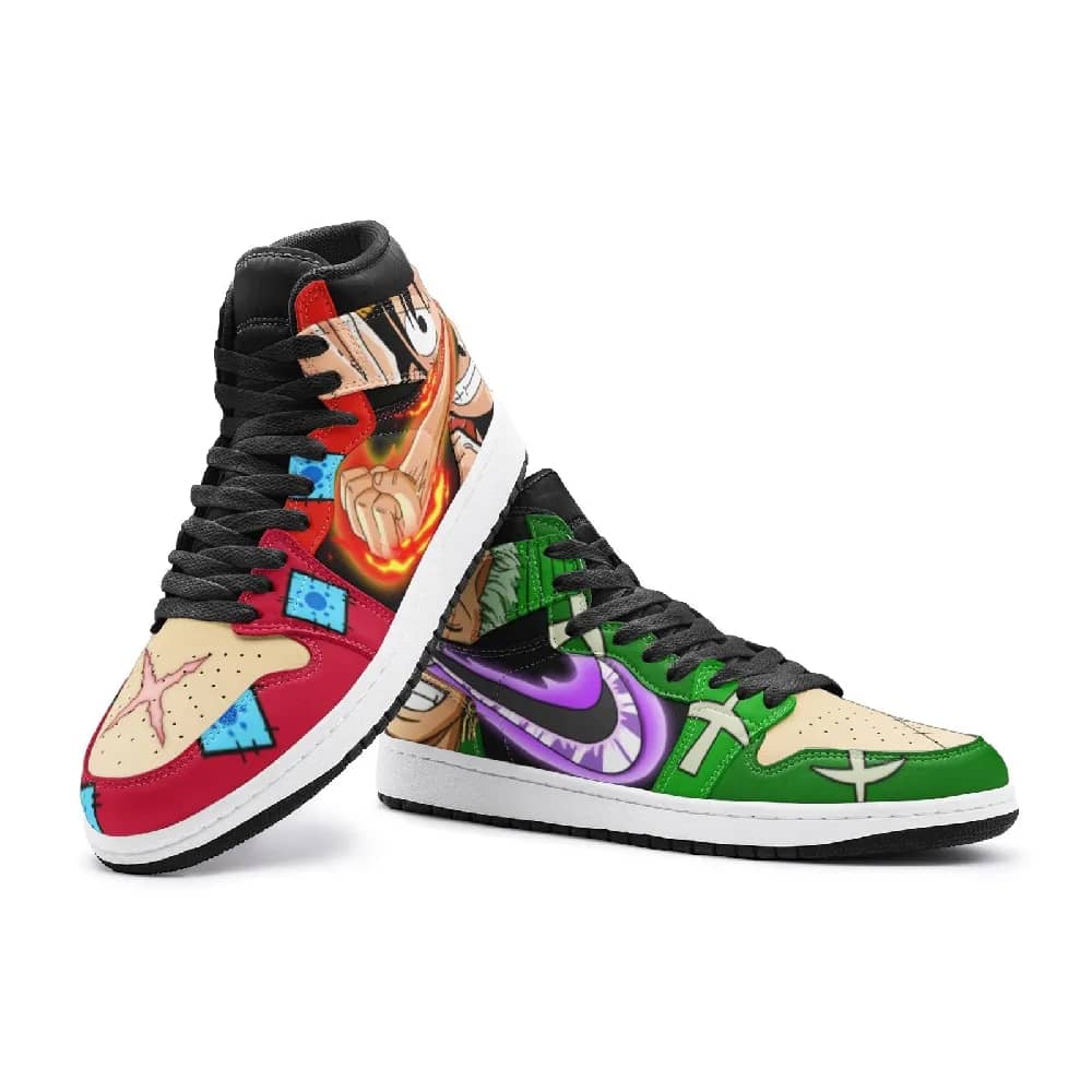 Inktee Store - Zoro And Luffy One Piece Custom Air Jordans Shoes Image