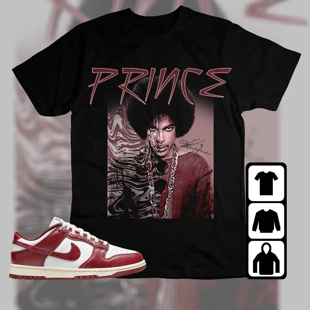 Inktee Store - Dunk Low Team Red Unisex T-Shirt - Prince Signature - Sneaker Match Tees Image
