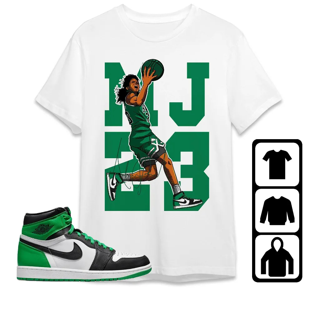 Inktee Store - Jordan 1 Celtic Lucky Green Unisex T-Shirt - Best Goat Mj - Sneaker Match Tees Image