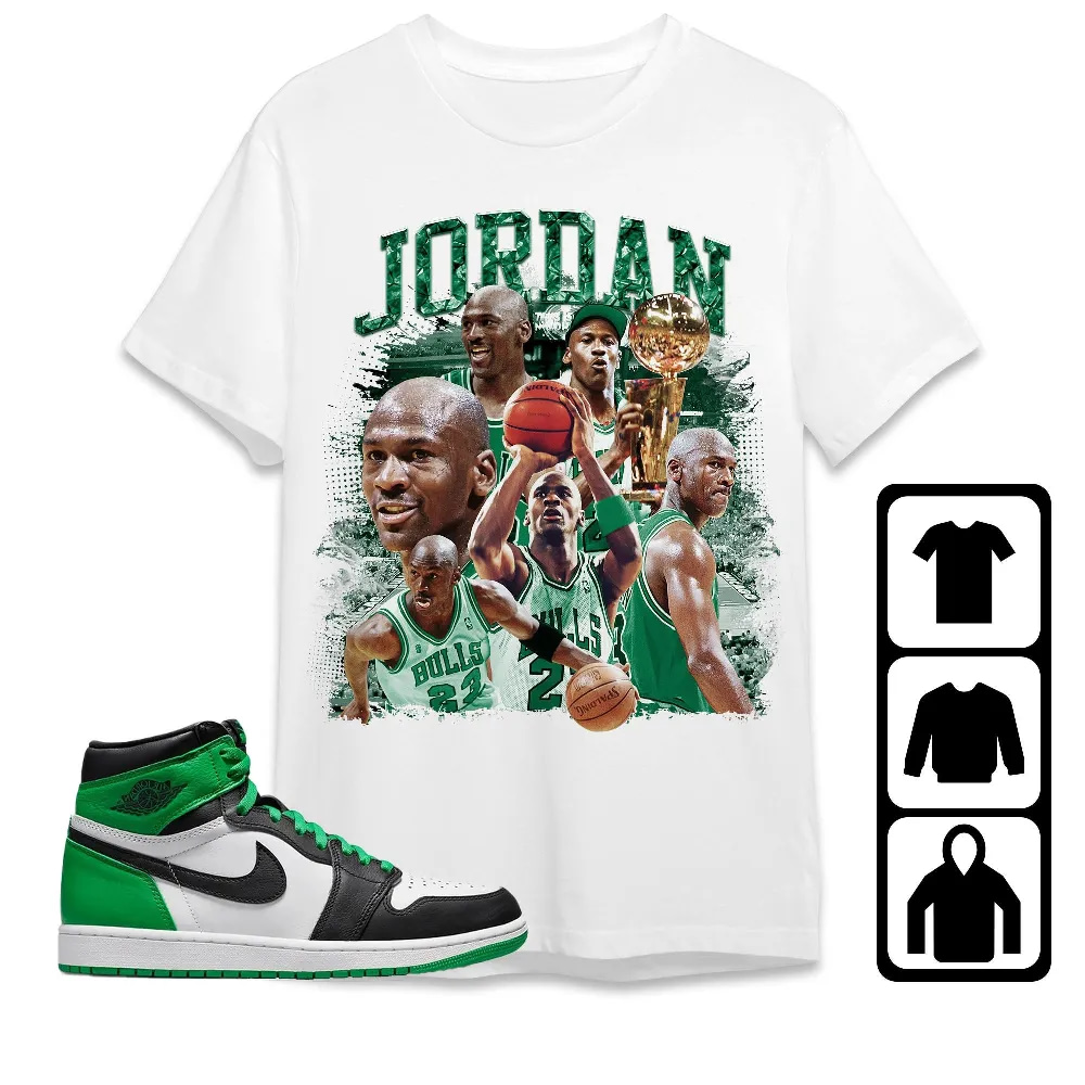 Inktee Store - Jordan 1 Celtic Lucky Green Unisex T-Shirt - Sneaker Match Tees Image