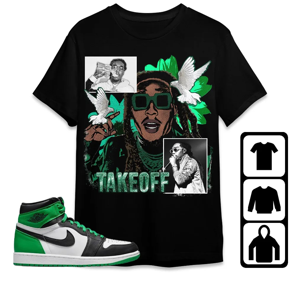 Inktee Store - Jordan 1 Celtic Lucky Green Unisex T-Shirt - Takeoff Homage - Sneaker Match Tees Image