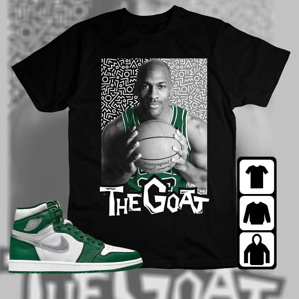 Inktee Store - Jordan 1 High Og Gorge Green Unisex T-Shirt - The Goat Doodle - Sneaker Match Tees Image