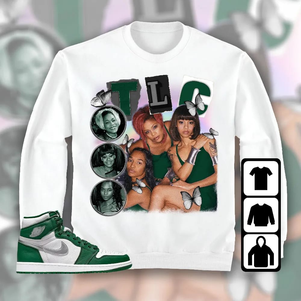 Inktee Store - Jordan 1 High Og Gorge Green Unisex T-Shirt - Tlc 90S - Sneaker Match Tees Image