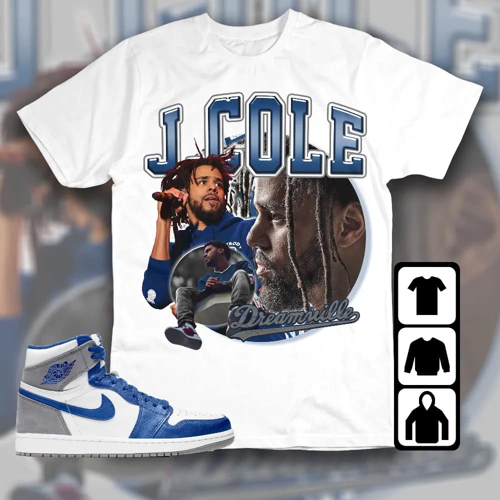 Inktee Store - Jordan 1 High Og True Blue Unisex T-Shirt - Cole Rapper - Sneaker Match Tees Image