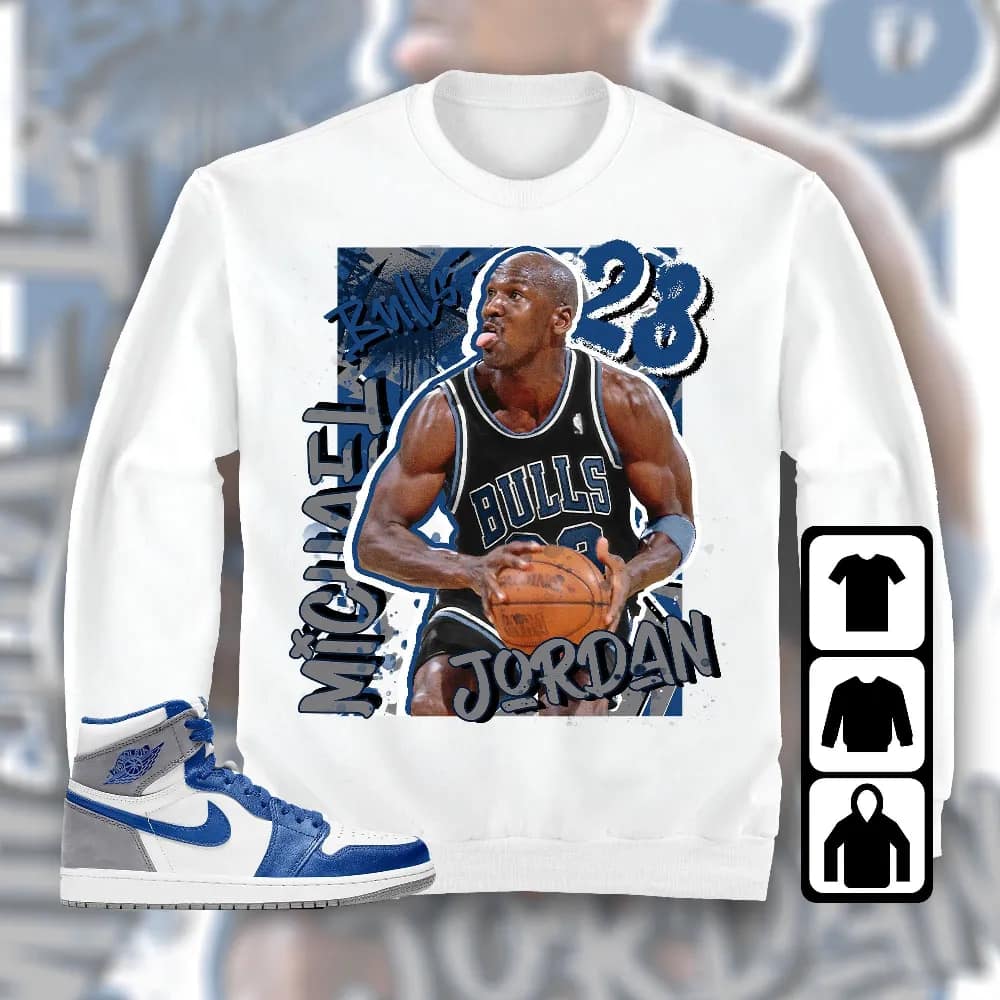 Inktee Store - Jordan 1 High Og True Blue Unisex T-Shirt - Mj Graphic - Sneaker Match Tees Image