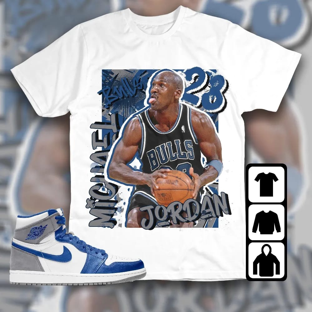 Inktee Store - Jordan 1 High Og True Blue Unisex T-Shirt - Mj Graphic - Sneaker Match Tees Image