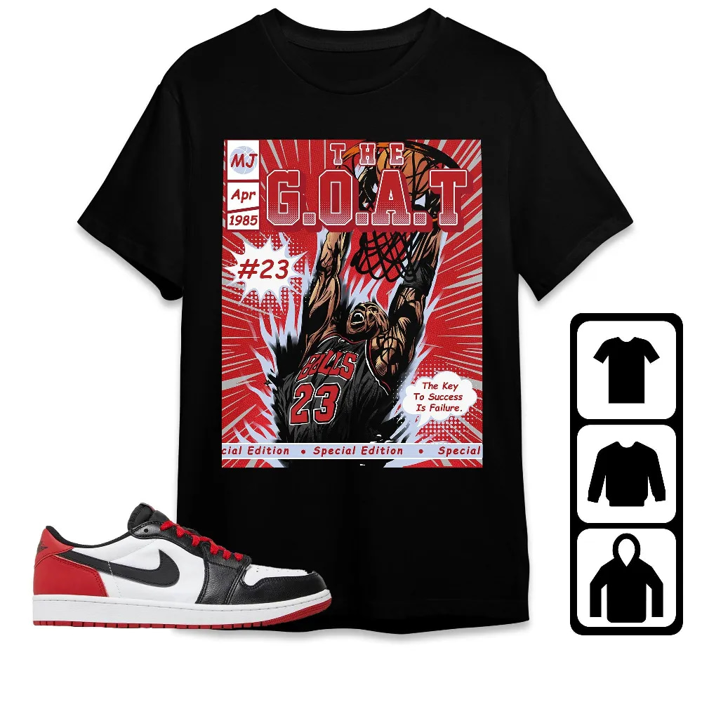 Inktee Store - Jordan 1 Low Og Black Toe Unisex T-Shirt - Mj Comics - Sneaker Match Tees Image