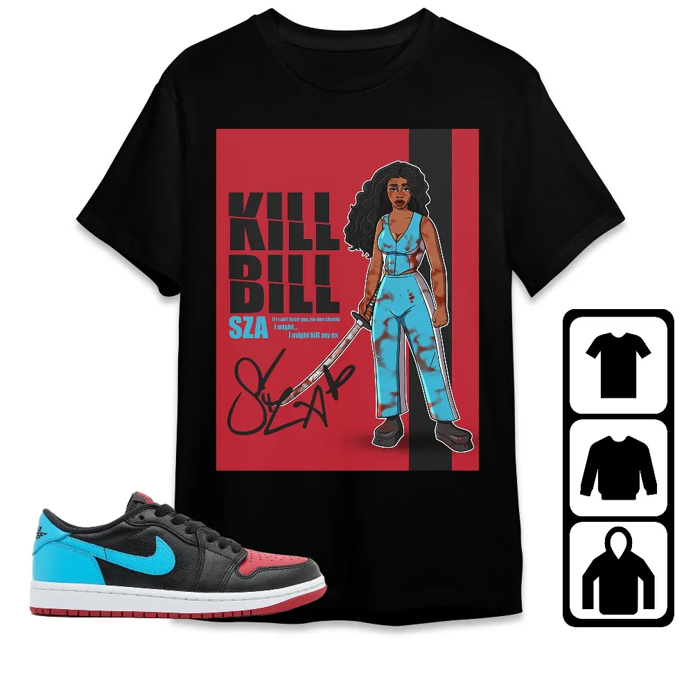 Inktee Store - Jordan 1 Low University Blue To Chi Unisex T-Shirt - Sza Kill Bill - Sneaker Match Tees Image