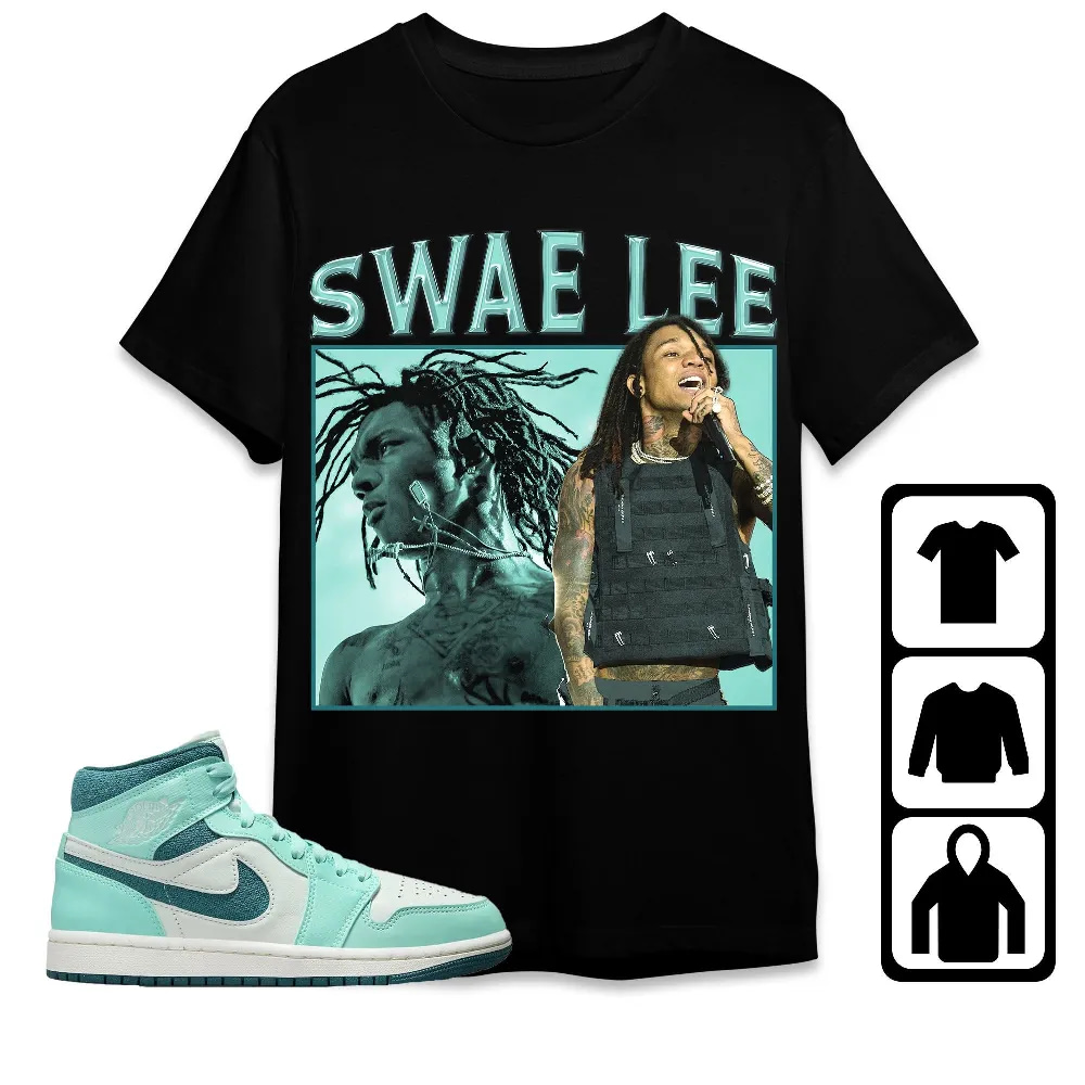 Inktee Store - Jordan 1 Mid Bleached Turquoise Unisex T-Shirt - Swae Lee - Sneaker Match Tees Image