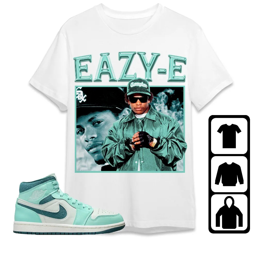 Inktee Store - Jordan 1 Mid Bleached Turquoise Unisex T-Shirt - Eazy E - Sneaker Match Tees Image