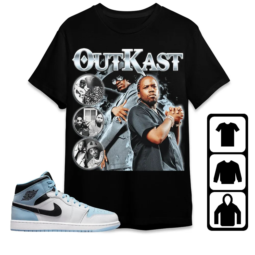 Inktee Store - Jordan 1 Mid Ice Blue Unisex T-Shirt - Outkast - Sneaker Match Tees Image